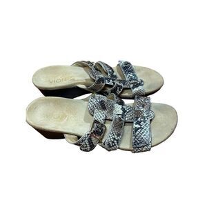 Vionic Radia Wedge Sandals Women's Sz 5 Cork Straps Snake Print Textured